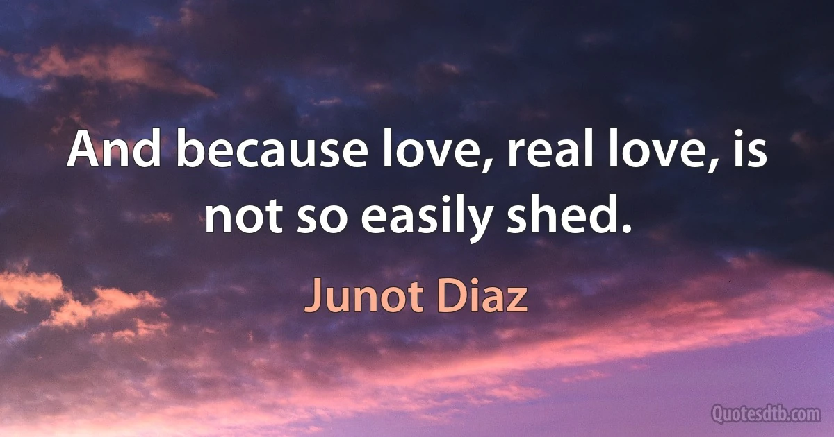 And because love, real love, is not so easily shed. (Junot Diaz)