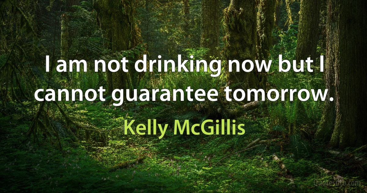 I am not drinking now but I cannot guarantee tomorrow. (Kelly McGillis)