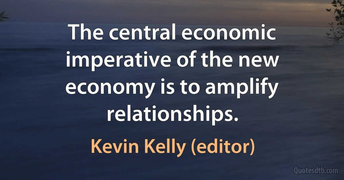 The central economic imperative of the new economy is to amplify relationships. (Kevin Kelly (editor))