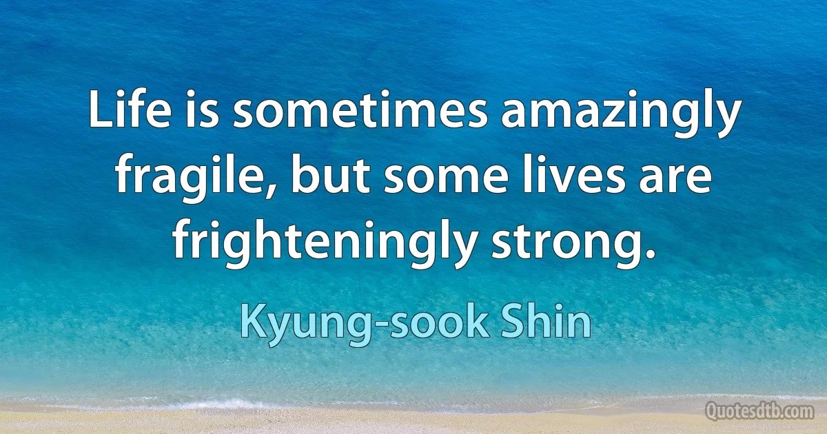 Life is sometimes amazingly fragile, but some lives are frighteningly strong. (Kyung-sook Shin)