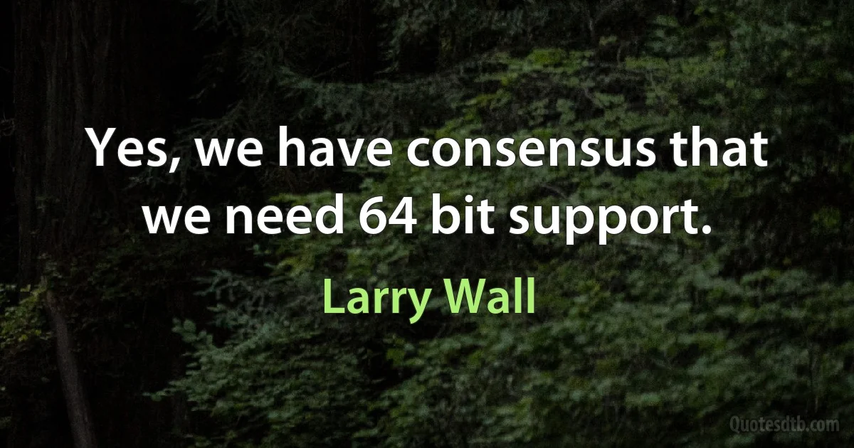 Yes, we have consensus that we need 64 bit support. (Larry Wall)