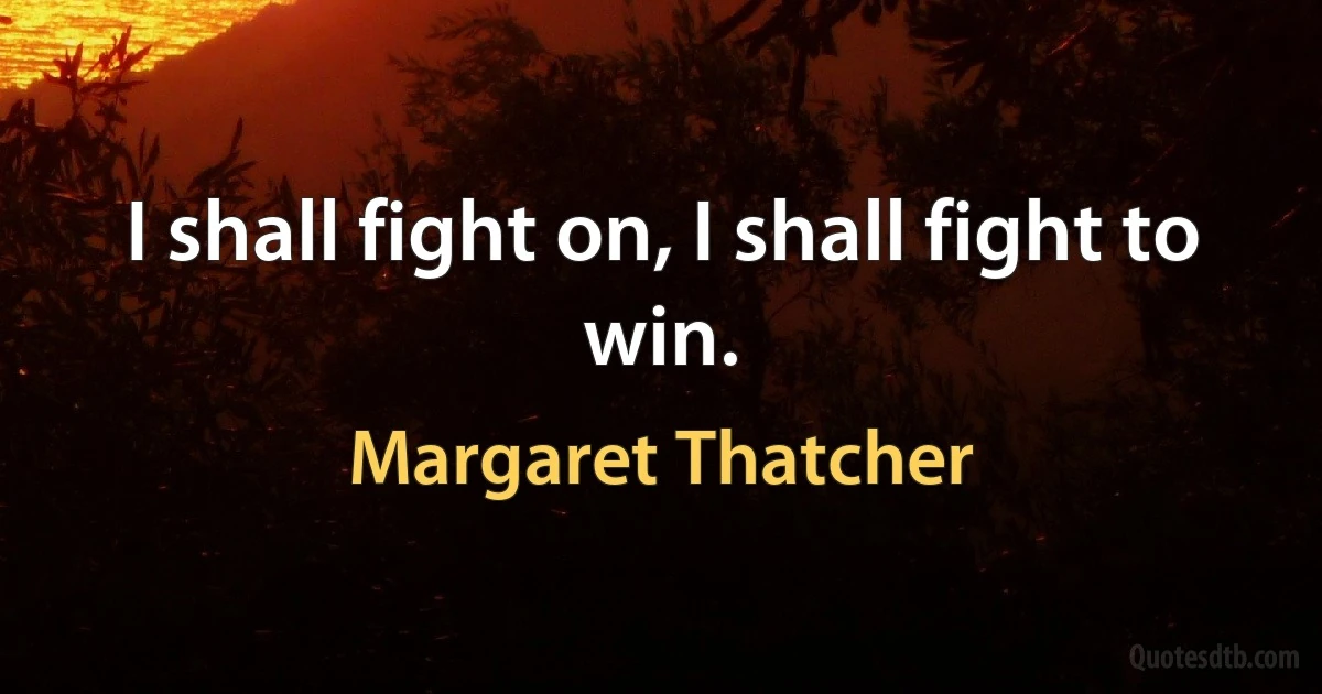 I shall fight on, I shall fight to win. (Margaret Thatcher)