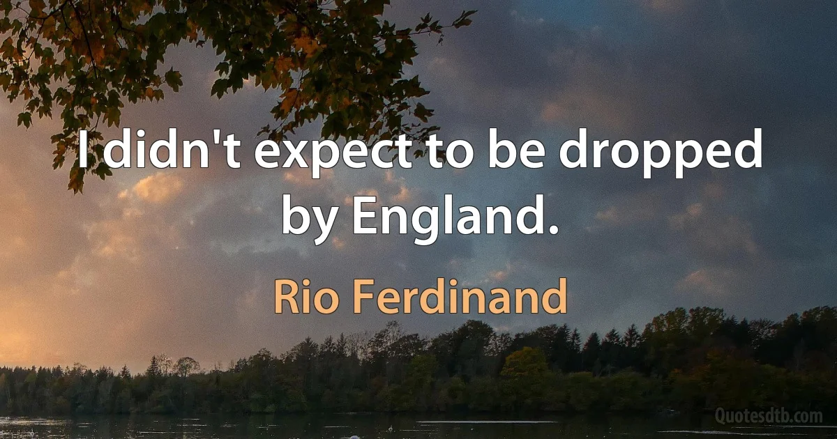 I didn't expect to be dropped by England. (Rio Ferdinand)