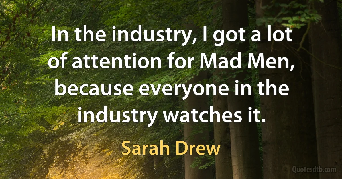 In the industry, I got a lot of attention for Mad Men, because everyone in the industry watches it. (Sarah Drew)