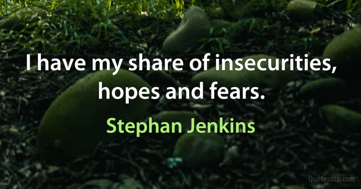 I have my share of insecurities, hopes and fears. (Stephan Jenkins)