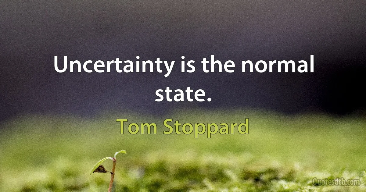 Uncertainty is the normal state. (Tom Stoppard)