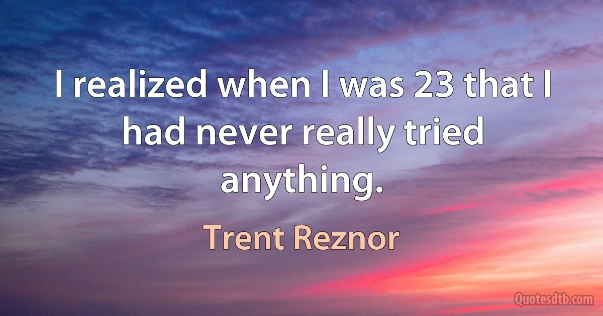 I realized when I was 23 that I had never really tried anything. (Trent Reznor)