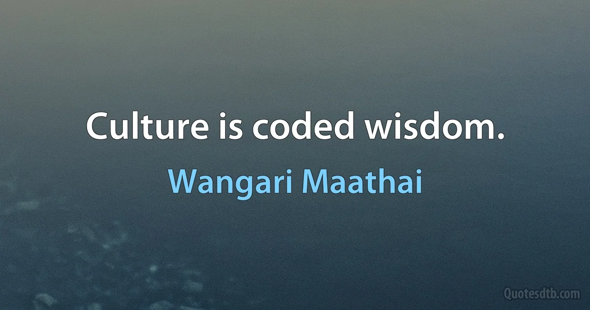 Culture is coded wisdom. (Wangari Maathai)