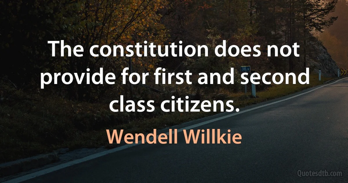 The constitution does not provide for first and second class citizens. (Wendell Willkie)