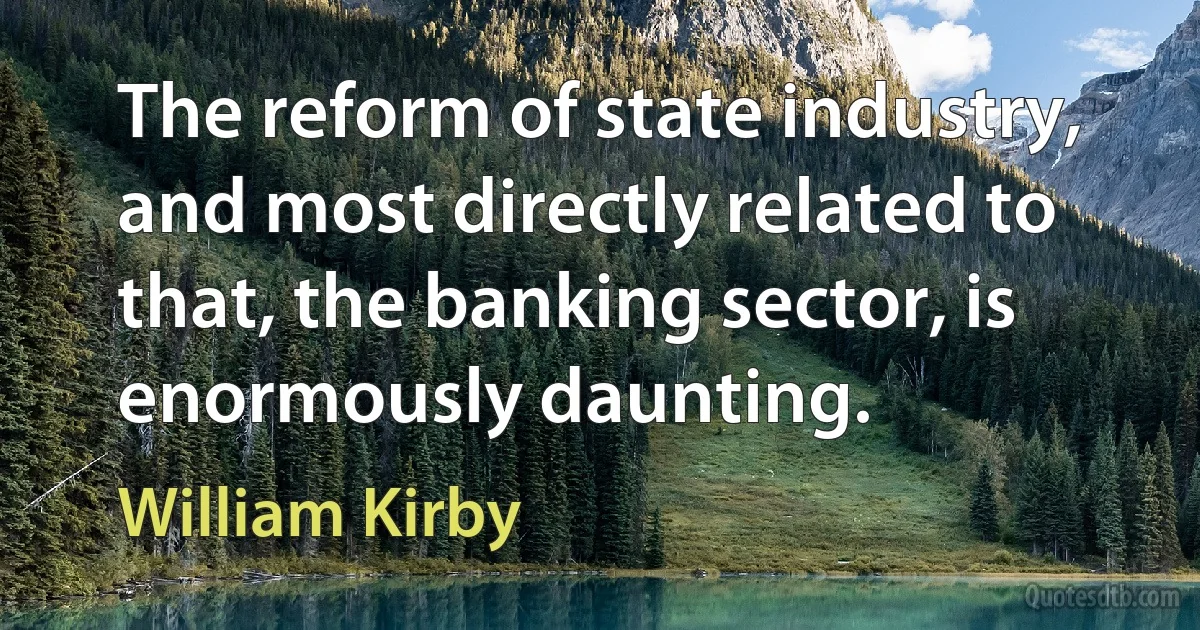 The reform of state industry, and most directly related to that, the banking sector, is enormously daunting. (William Kirby)