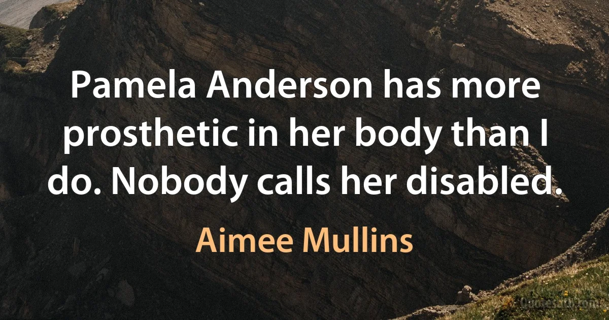 Pamela Anderson has more prosthetic in her body than I do. Nobody calls her disabled. (Aimee Mullins)