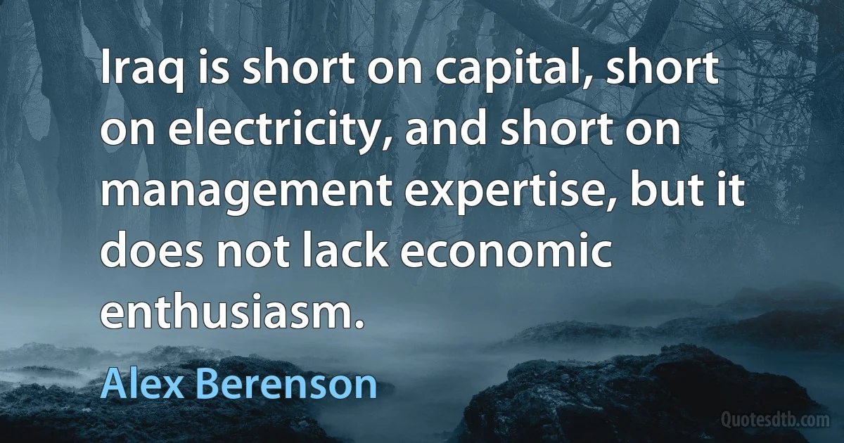 Iraq is short on capital, short on electricity, and short on management expertise, but it does not lack economic enthusiasm. (Alex Berenson)