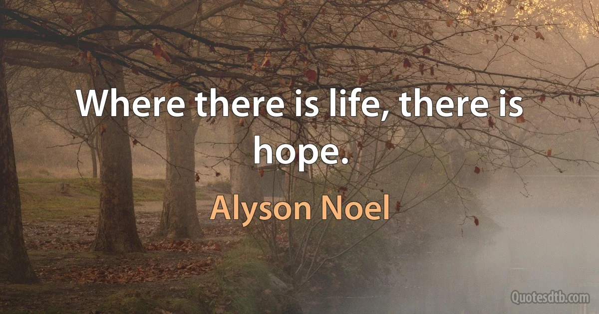 Where there is life, there is hope. (Alyson Noel)