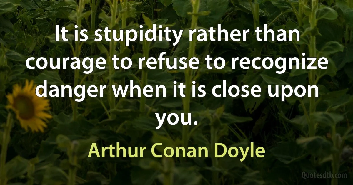 It is stupidity rather than courage to refuse to recognize danger when it is close upon you. (Arthur Conan Doyle)