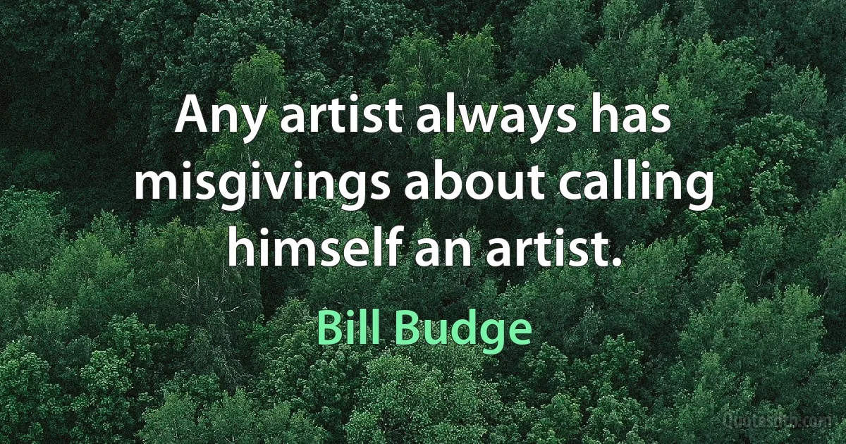 Any artist always has misgivings about calling himself an artist. (Bill Budge)