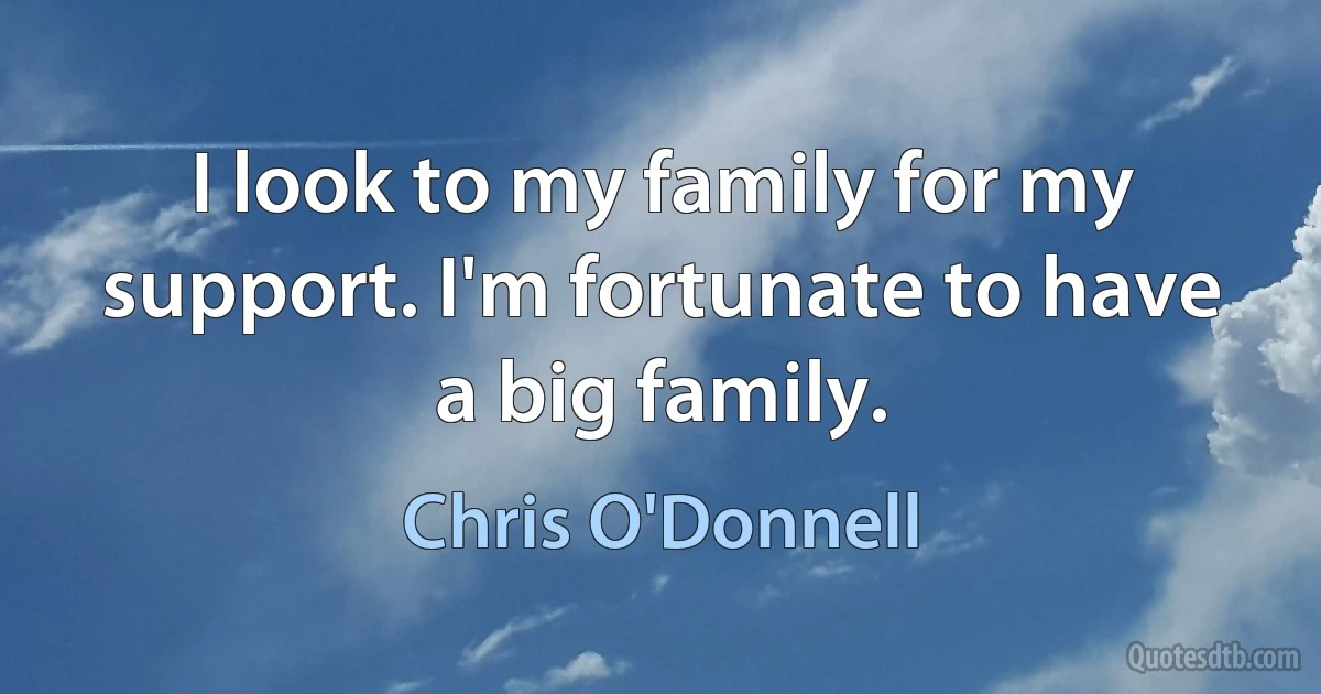 I look to my family for my support. I'm fortunate to have a big family. (Chris O'Donnell)