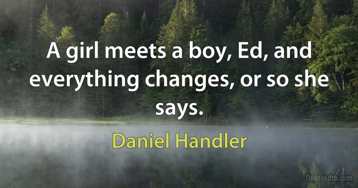 A girl meets a boy, Ed, and everything changes, or so she says. (Daniel Handler)