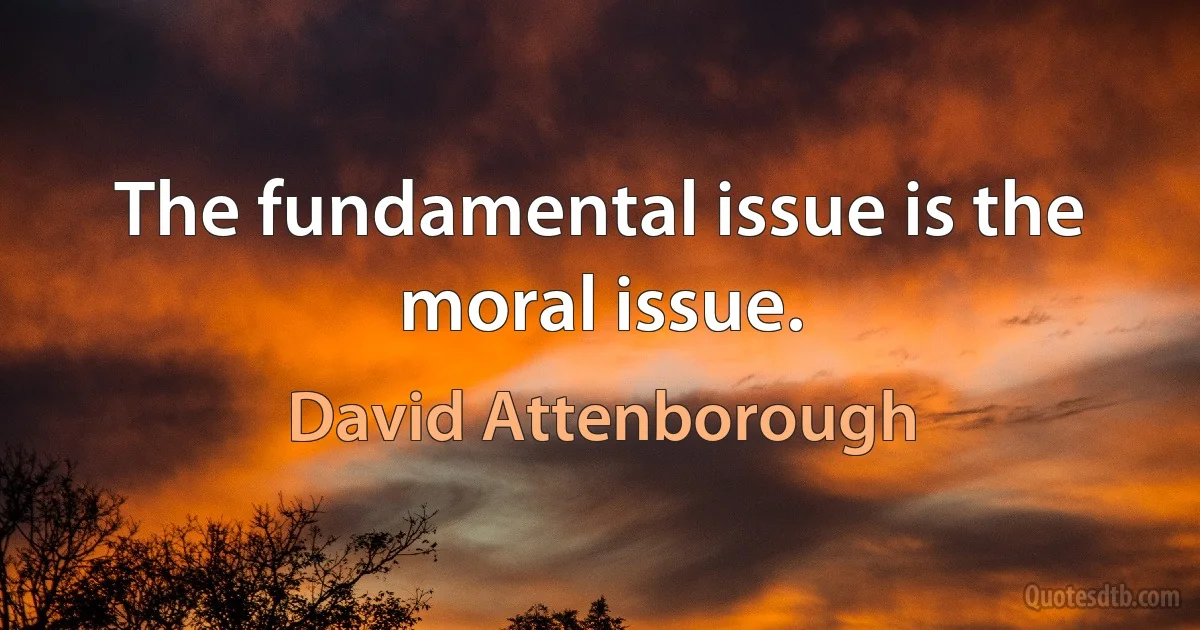 The fundamental issue is the moral issue. (David Attenborough)