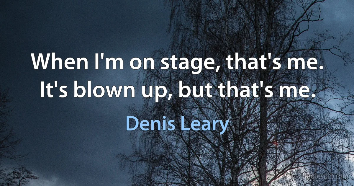 When I'm on stage, that's me. It's blown up, but that's me. (Denis Leary)