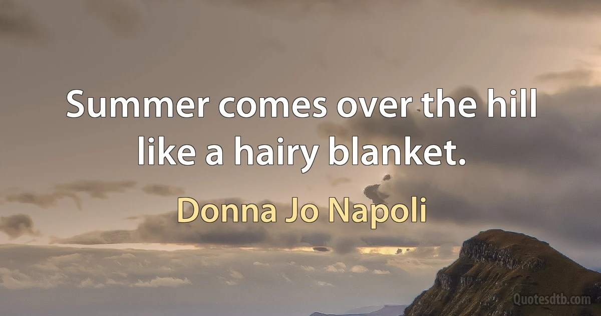 Summer comes over the hill like a hairy blanket. (Donna Jo Napoli)