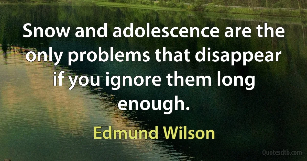 Snow and adolescence are the only problems that disappear if you ignore them long enough. (Edmund Wilson)