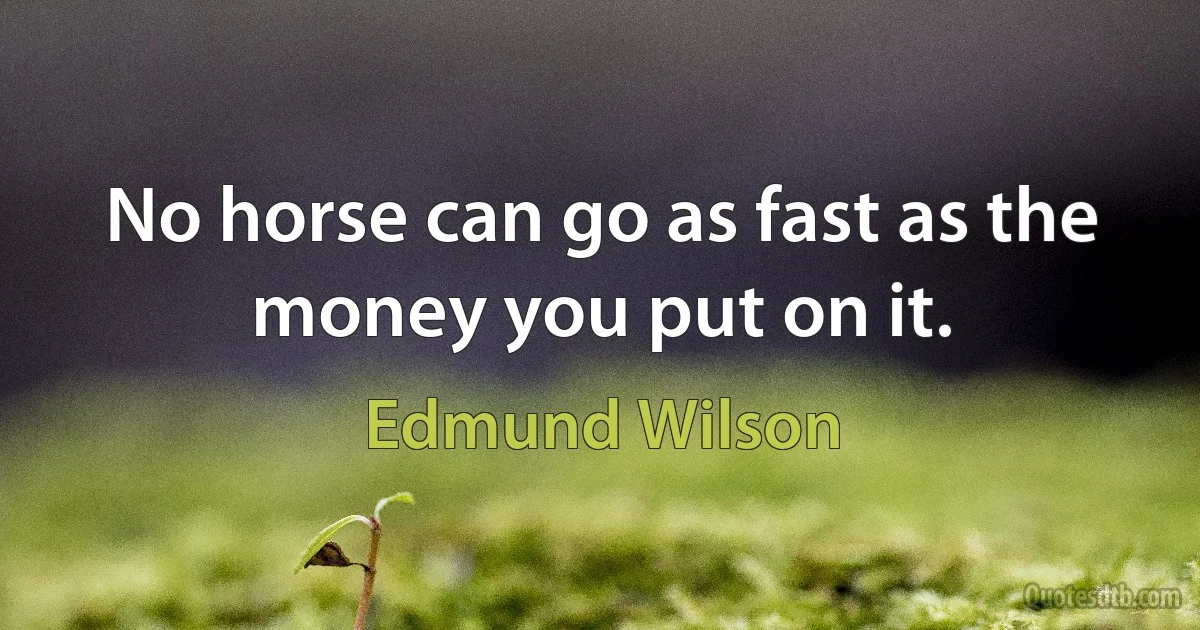 No horse can go as fast as the money you put on it. (Edmund Wilson)