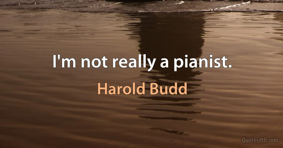 I'm not really a pianist. (Harold Budd)