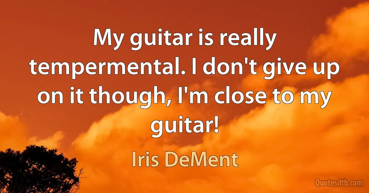 My guitar is really tempermental. I don't give up on it though, I'm close to my guitar! (Iris DeMent)