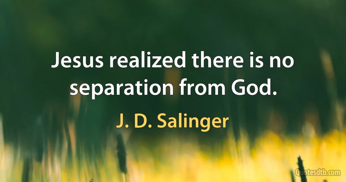 Jesus realized there is no separation from God. (J. D. Salinger)