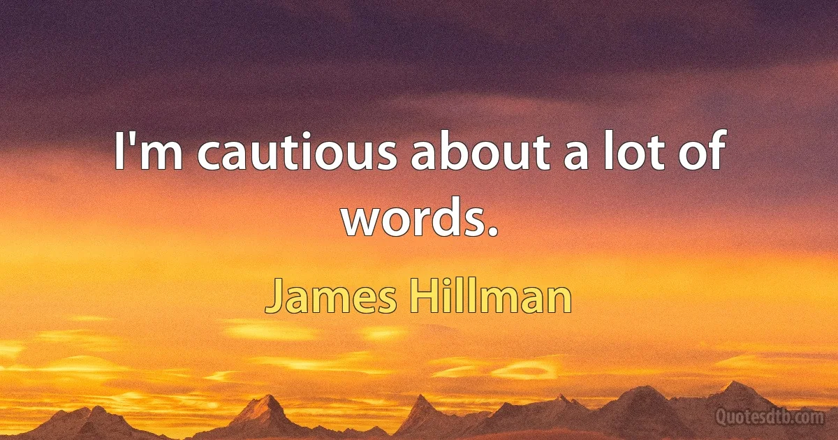 I'm cautious about a lot of words. (James Hillman)