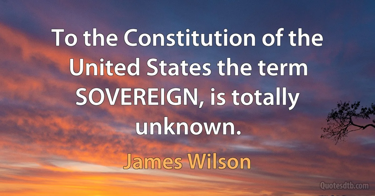 To the Constitution of the United States the term SOVEREIGN, is totally unknown. (James Wilson)