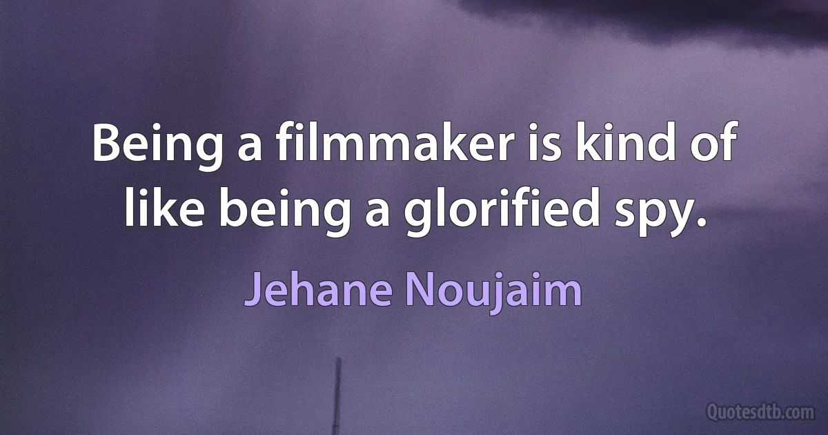 Being a filmmaker is kind of like being a glorified spy. (Jehane Noujaim)