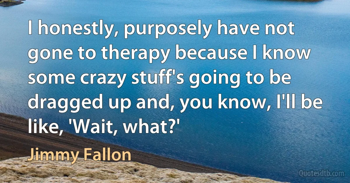 I honestly, purposely have not gone to therapy because I know some crazy stuff's going to be dragged up and, you know, I'll be like, 'Wait, what?' (Jimmy Fallon)