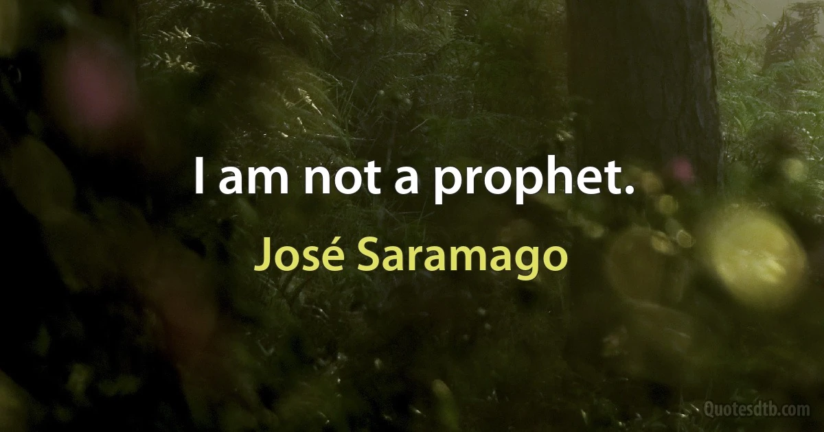 I am not a prophet. (José Saramago)