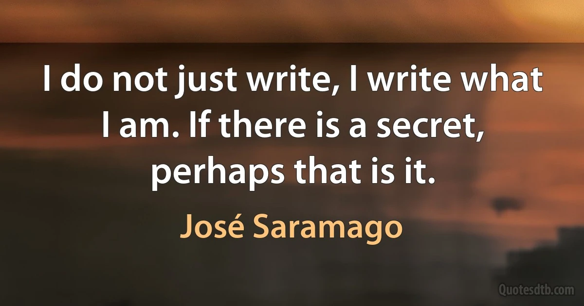 I do not just write, I write what I am. If there is a secret, perhaps that is it. (José Saramago)