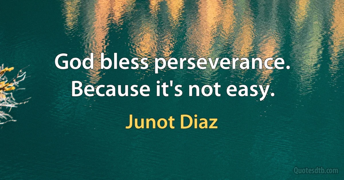 God bless perseverance. Because it's not easy. (Junot Diaz)