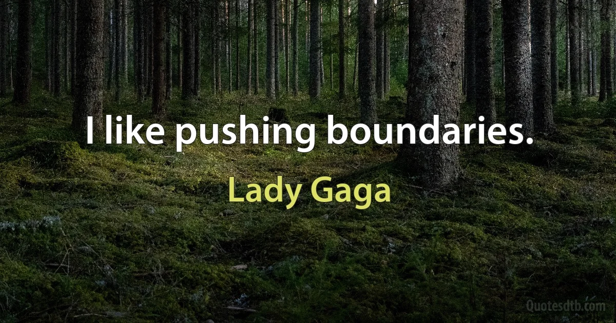 I like pushing boundaries. (Lady Gaga)