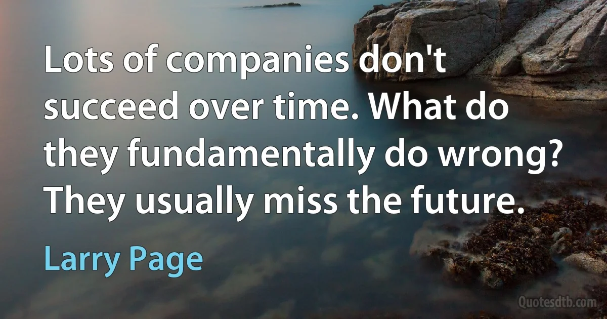 Lots of companies don't succeed over time. What do they fundamentally do wrong? They usually miss the future. (Larry Page)