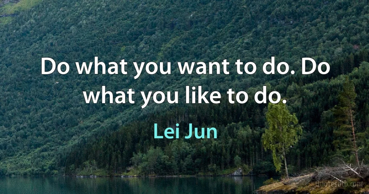 Do what you want to do. Do what you like to do. (Lei Jun)