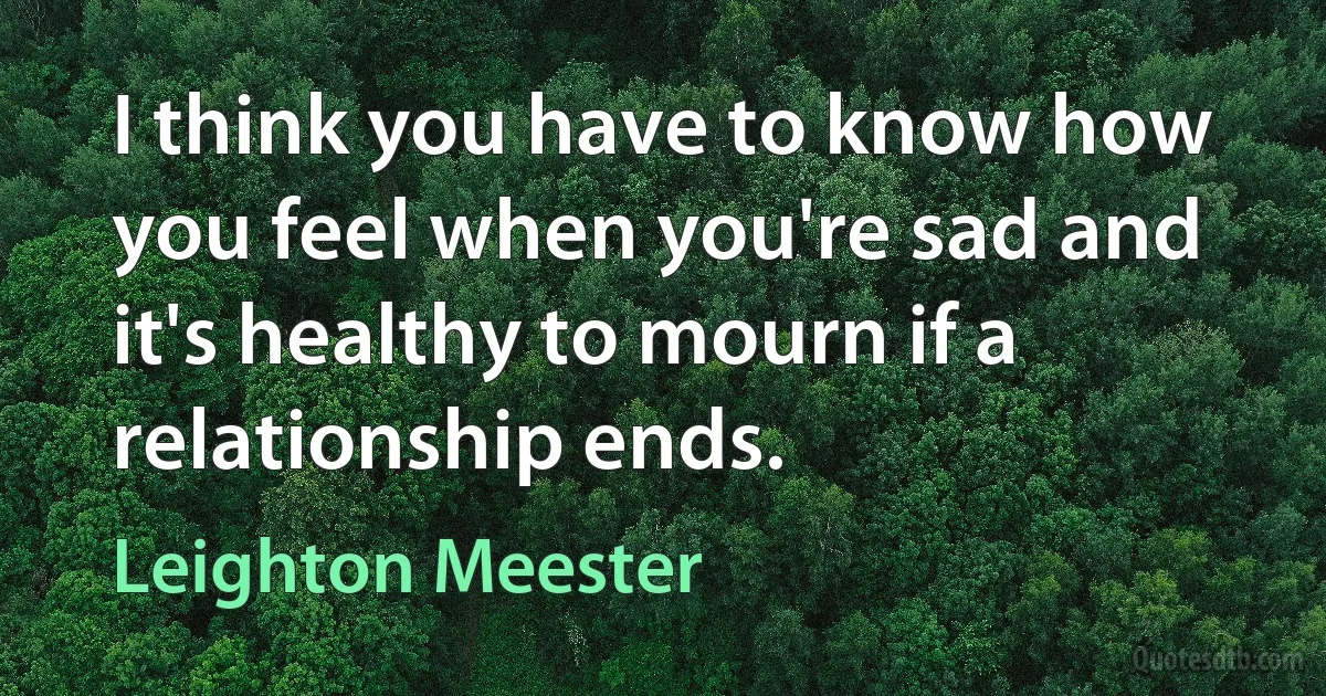 I think you have to know how you feel when you're sad and it's healthy to mourn if a relationship ends. (Leighton Meester)