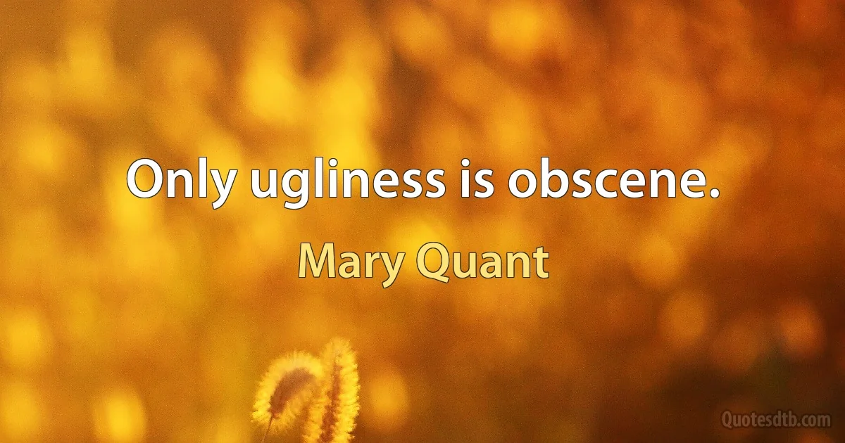 Only ugliness is obscene. (Mary Quant)