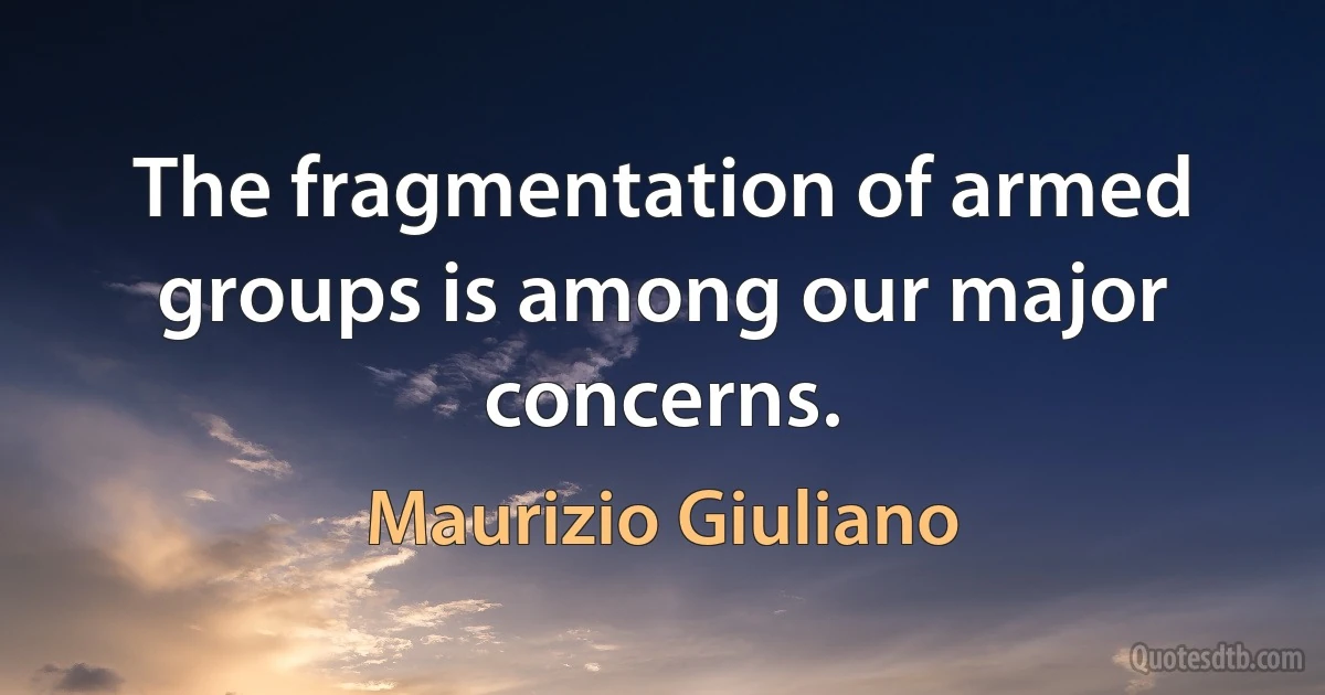 The fragmentation of armed groups is among our major concerns. (Maurizio Giuliano)