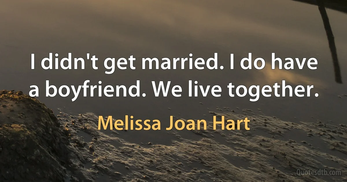 I didn't get married. I do have a boyfriend. We live together. (Melissa Joan Hart)