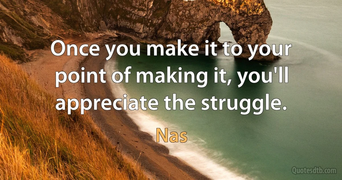 Once you make it to your point of making it, you'll appreciate the struggle. (Nas)