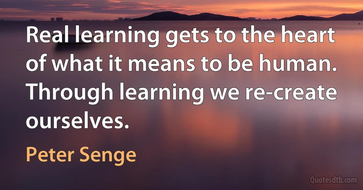 Real learning gets to the heart of what it means to be human. Through learning we re-create ourselves. (Peter Senge)