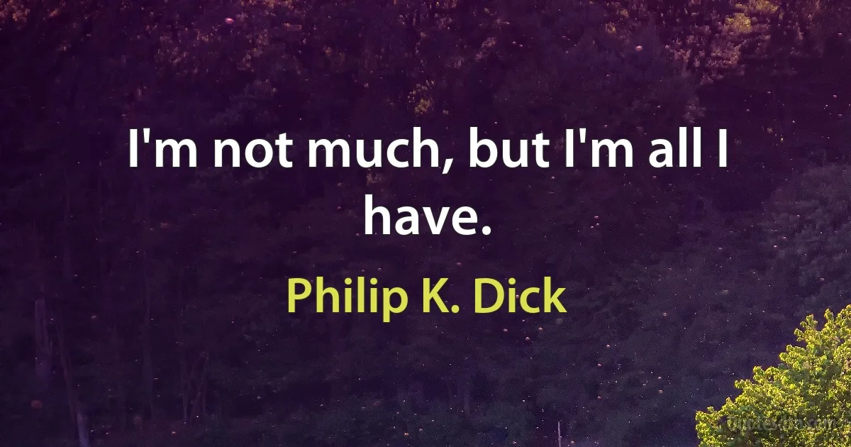 I'm not much, but I'm all I have. (Philip K. Dick)