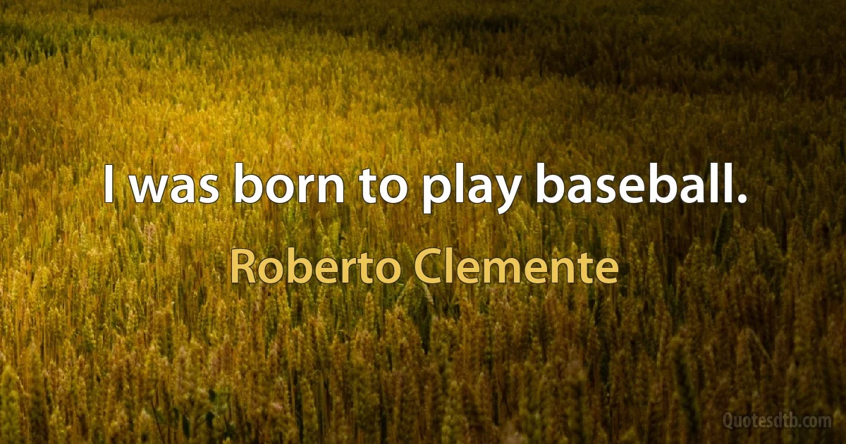 I was born to play baseball. (Roberto Clemente)