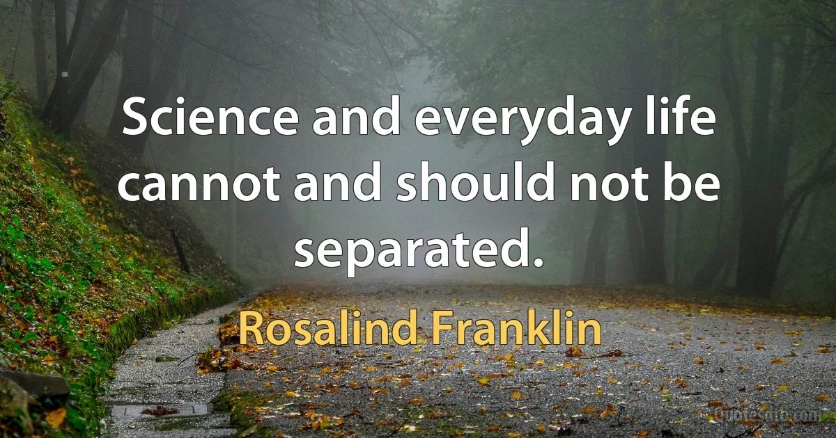 Science and everyday life cannot and should not be separated. (Rosalind Franklin)