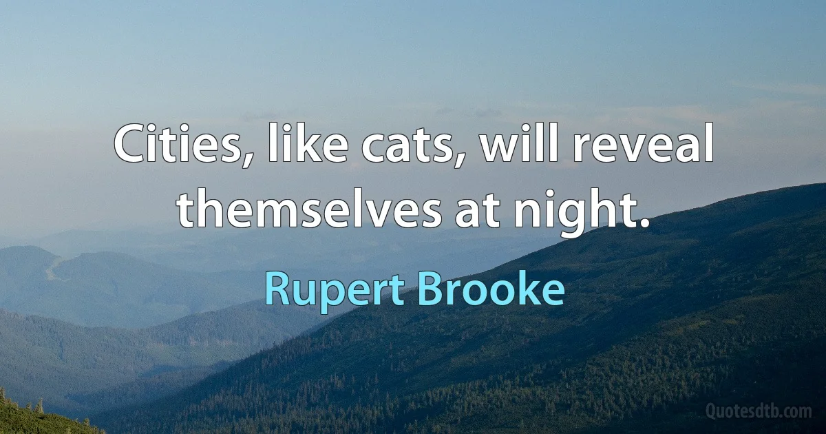 Cities, like cats, will reveal themselves at night. (Rupert Brooke)