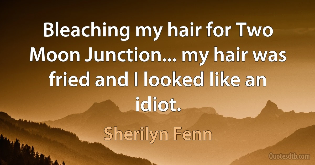 Bleaching my hair for Two Moon Junction... my hair was fried and I looked like an idiot. (Sherilyn Fenn)